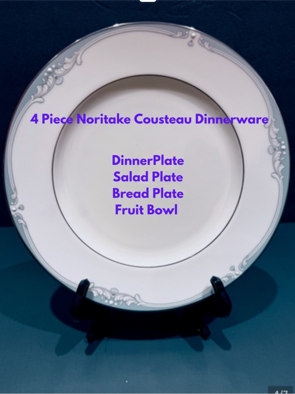4 Piece Noritake Cousteau Fine Bone China Dish Set.